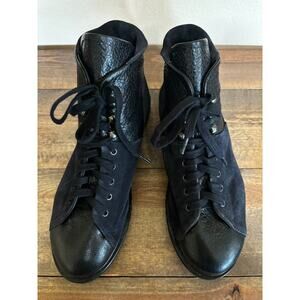 P Monjo Daniela Womens Boots Black 38 Split Leather Lace Up Casual Ankle Booties